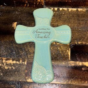 Amazing Teacher Wall Cross Decor - Green NIB Amazing Teacher